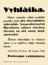 Tištěná vyhláška z květnových dnů roku 1945